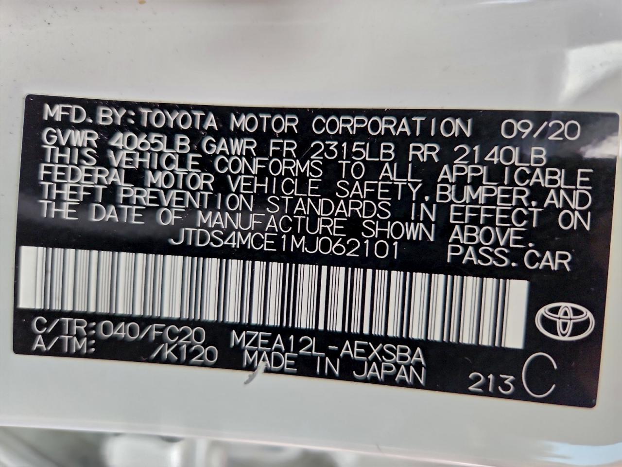 2021 TOYOTA COROLLA SE photo 12
