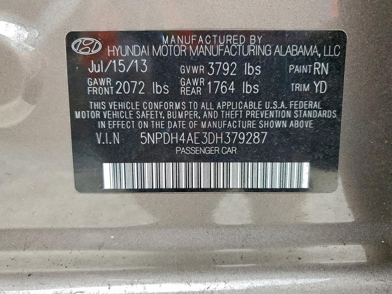 2013 HYUNDAI ELANTRA GLS photo 12
