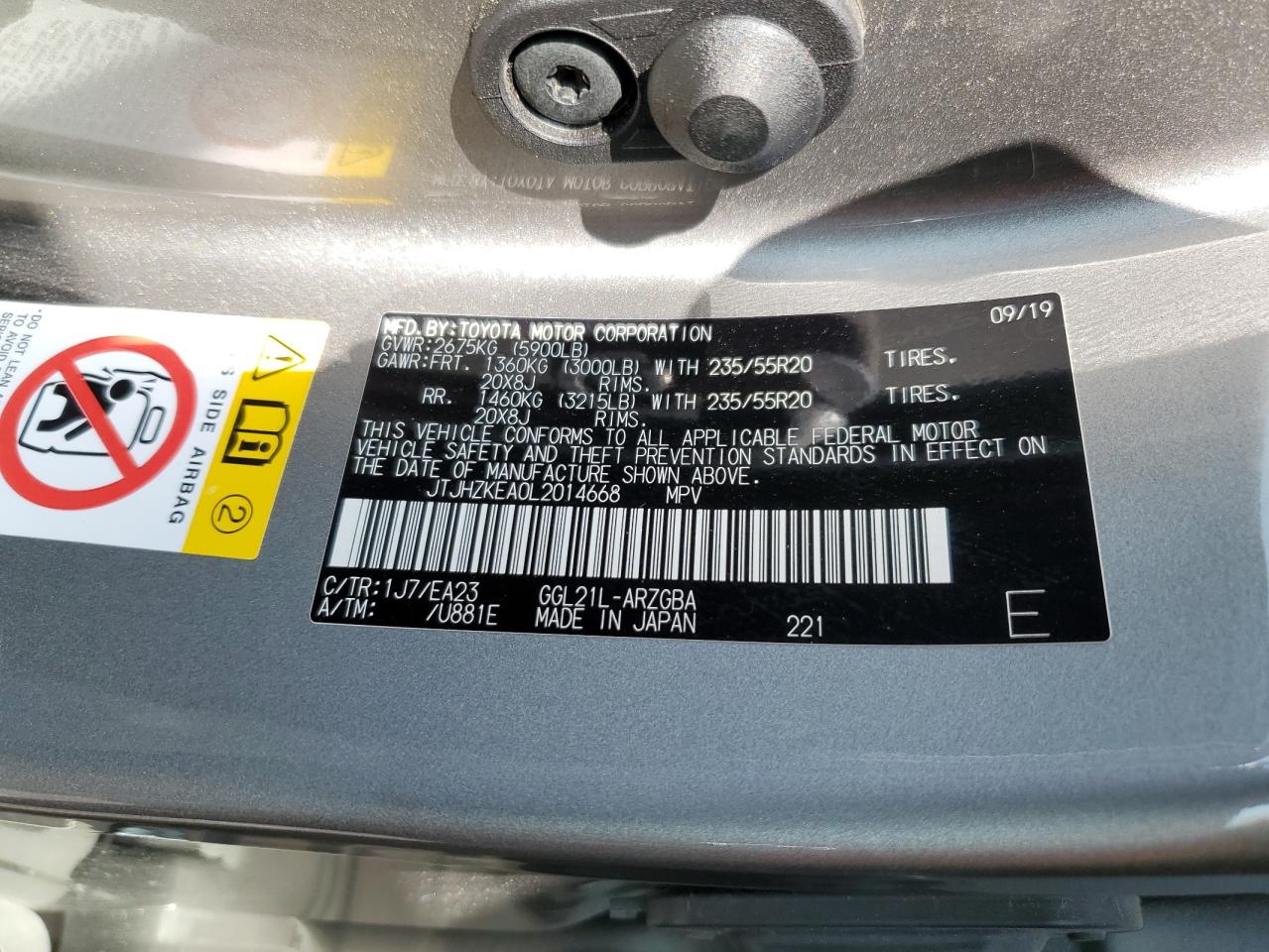2020 LEXUS RX 350 L photo 12
