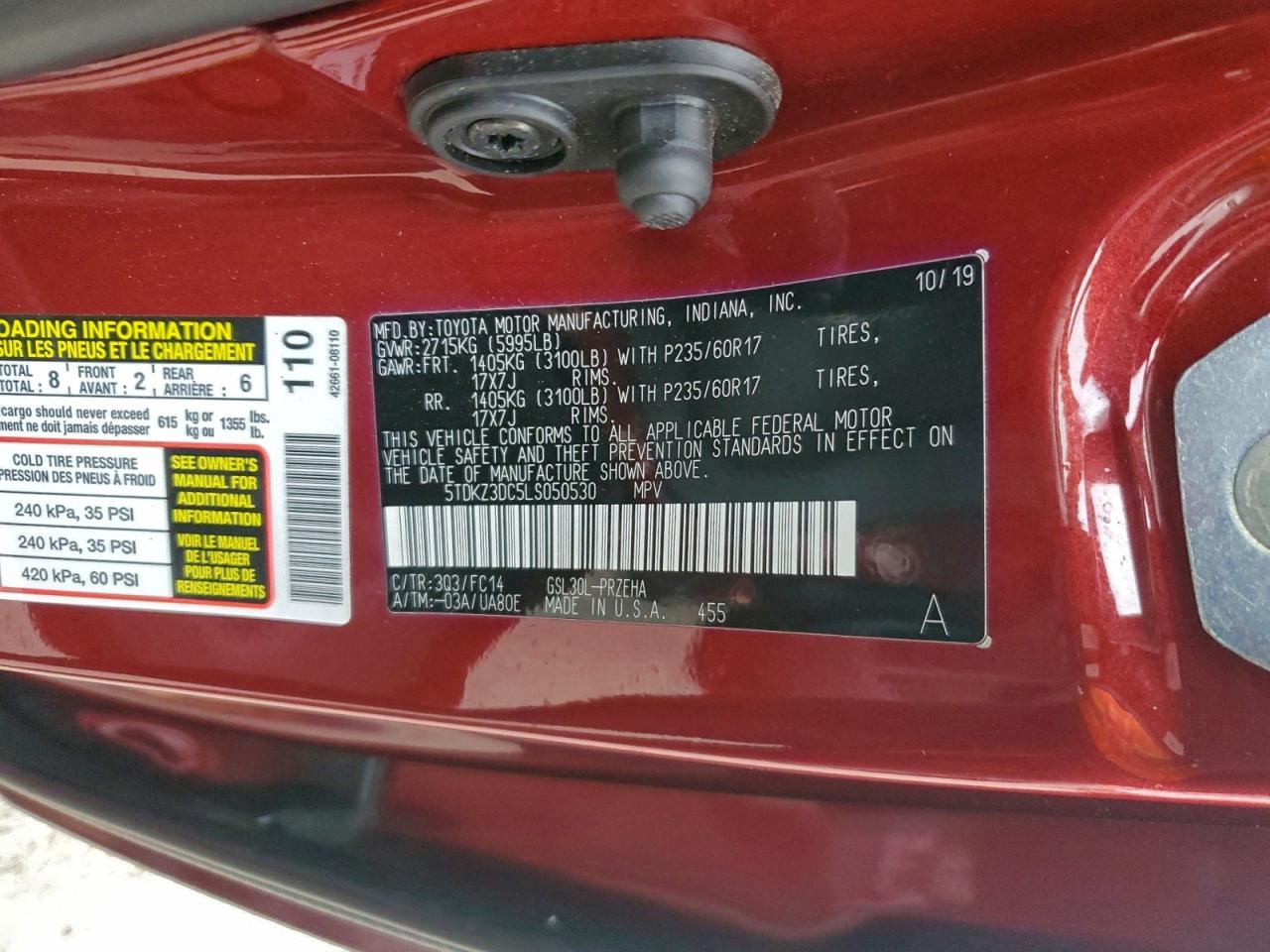 2020 TOYOTA SIENNA LE photo 13