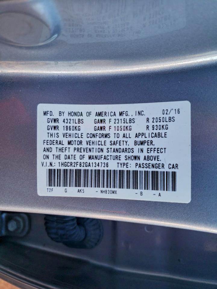2016 HONDA ACCORD EXL photo 13