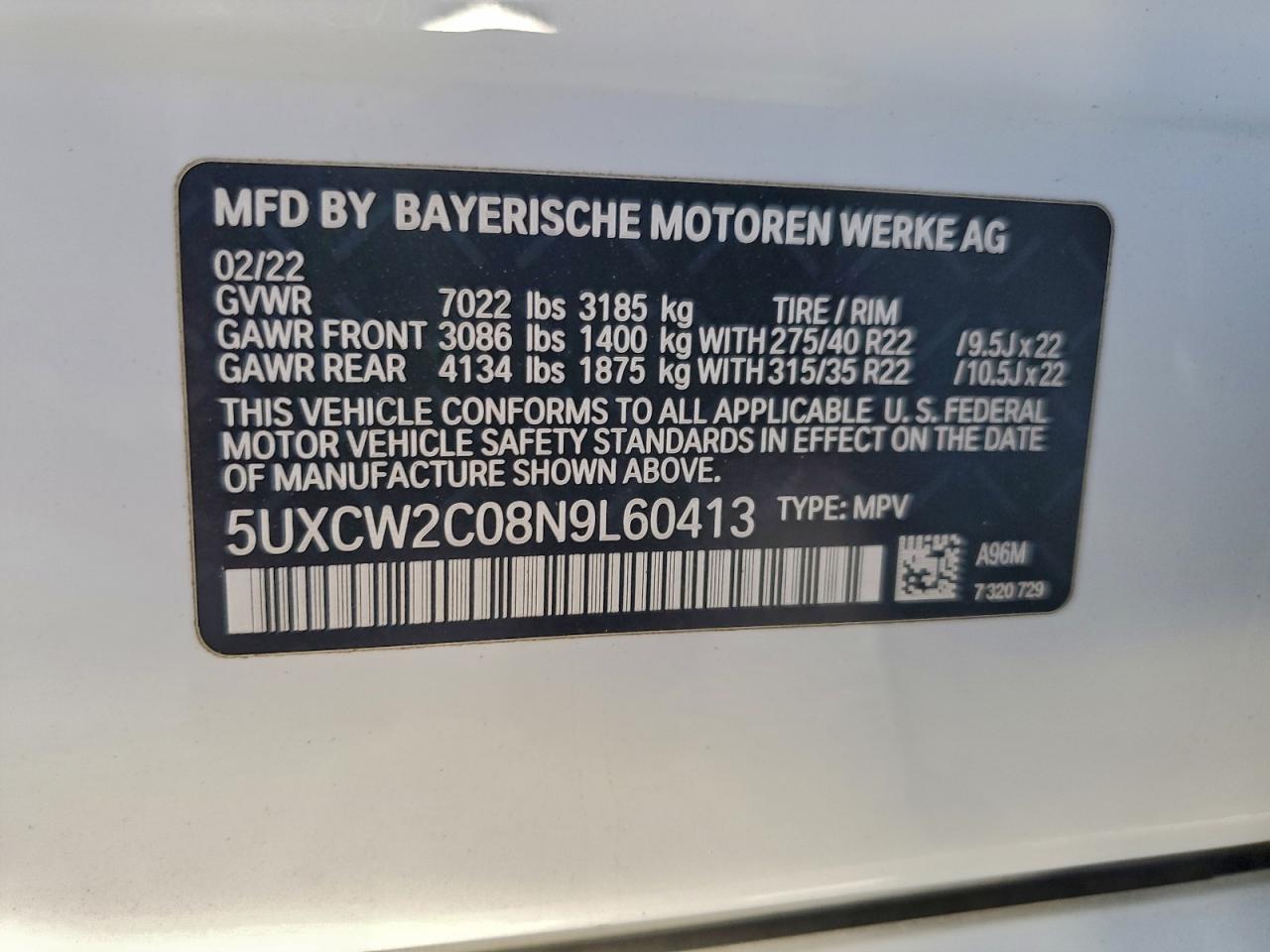 2022 BMW X7 XDRIVE40I photo 14