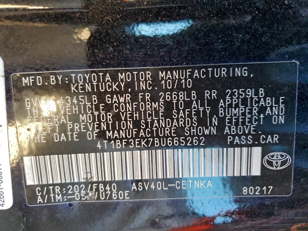 2011 TOYOTA CAMRY BASE photo 13