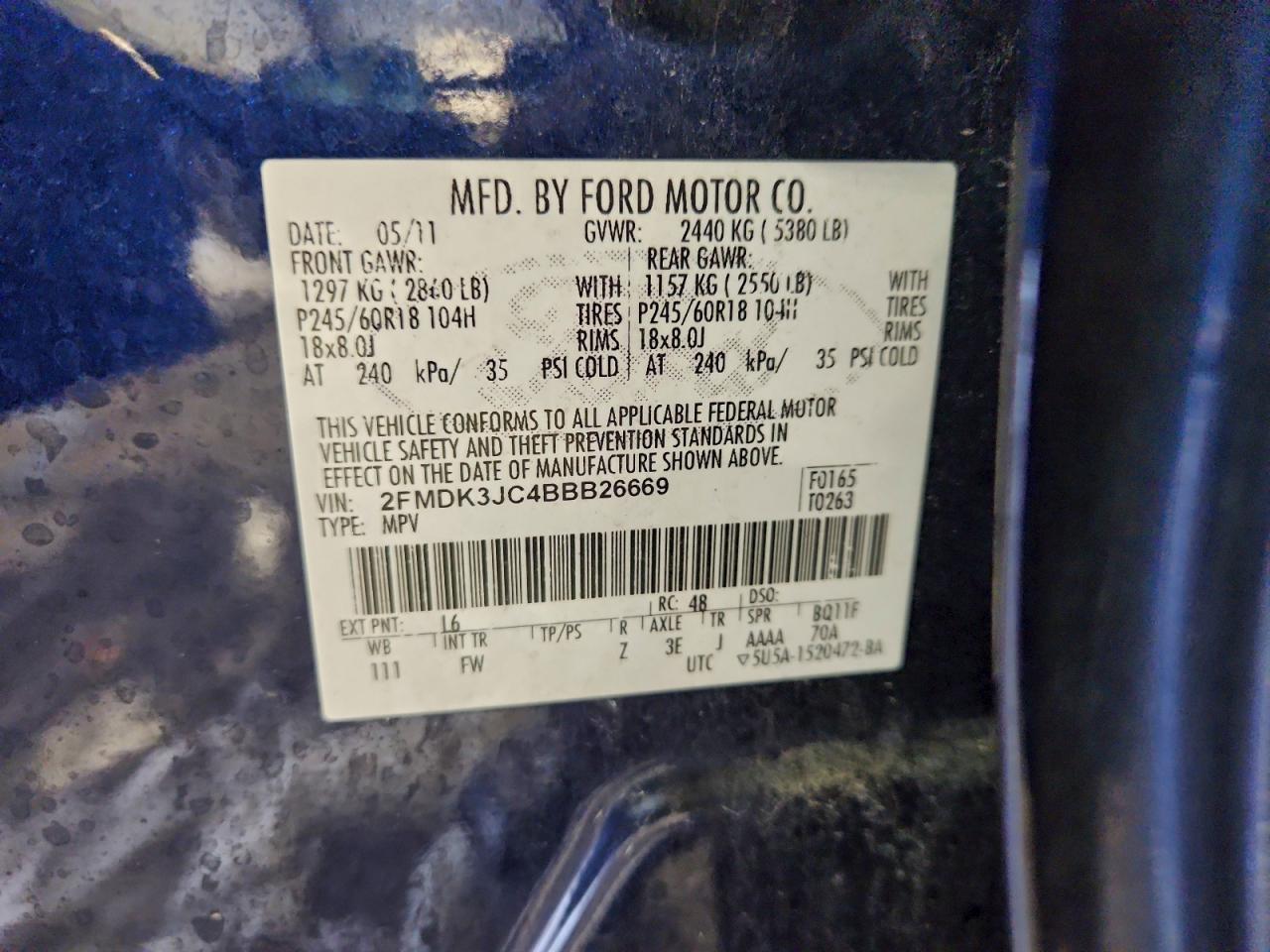 2011 FORD EDGE SEL photo 13