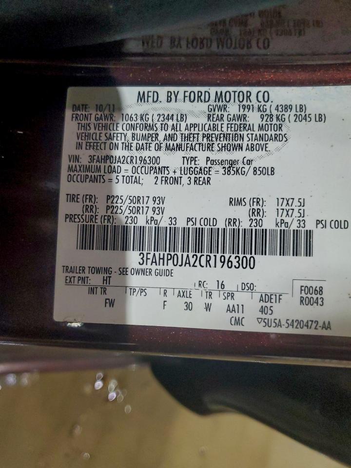 2012 FORD FUSION SEL photo 12