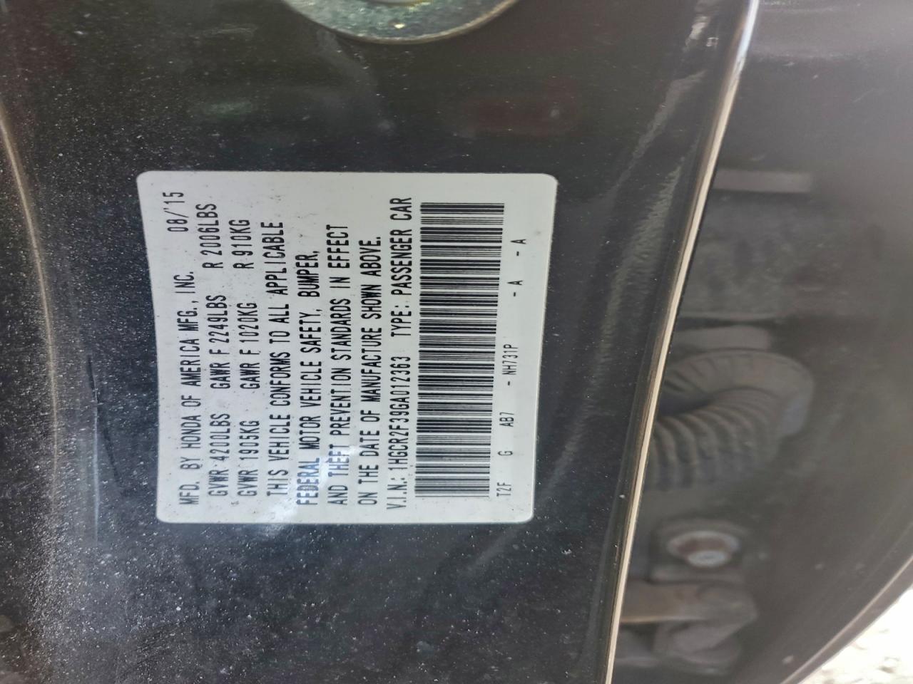 2016 HONDA ACCORD LX photo 12