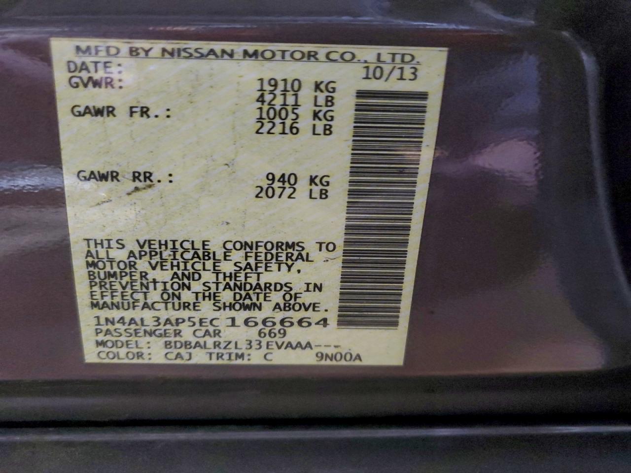 2014 NISSAN ALTIMA 2.5 photo 13