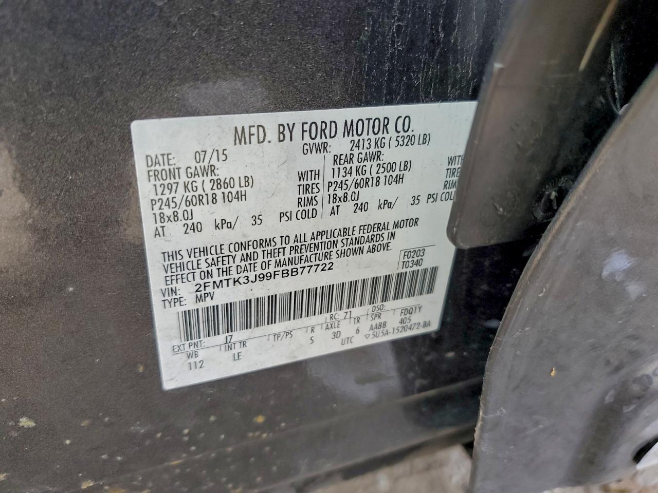 2015 FORD EDGE SEL photo 13
