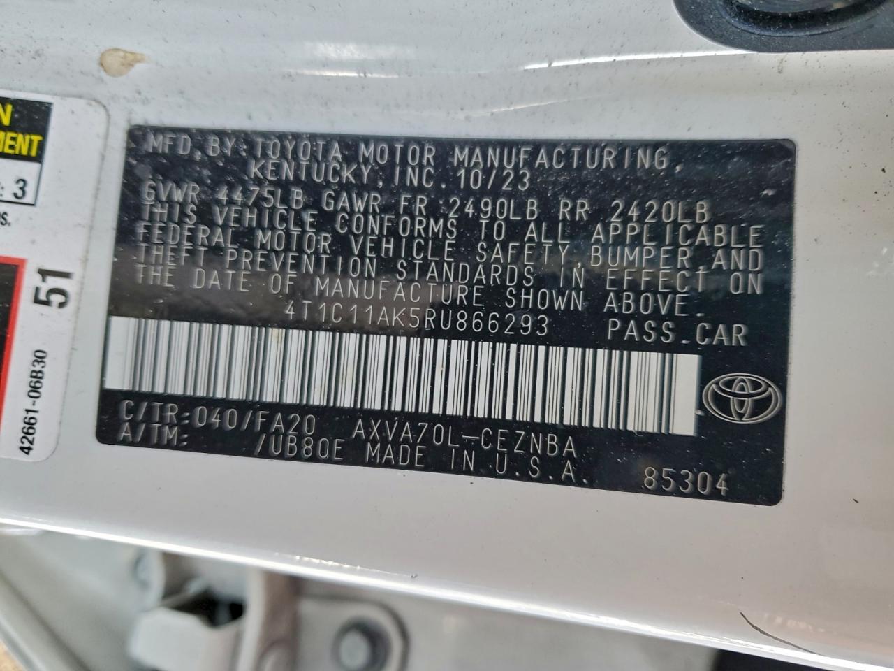 2024 TOYOTA CAMRY LE photo 12