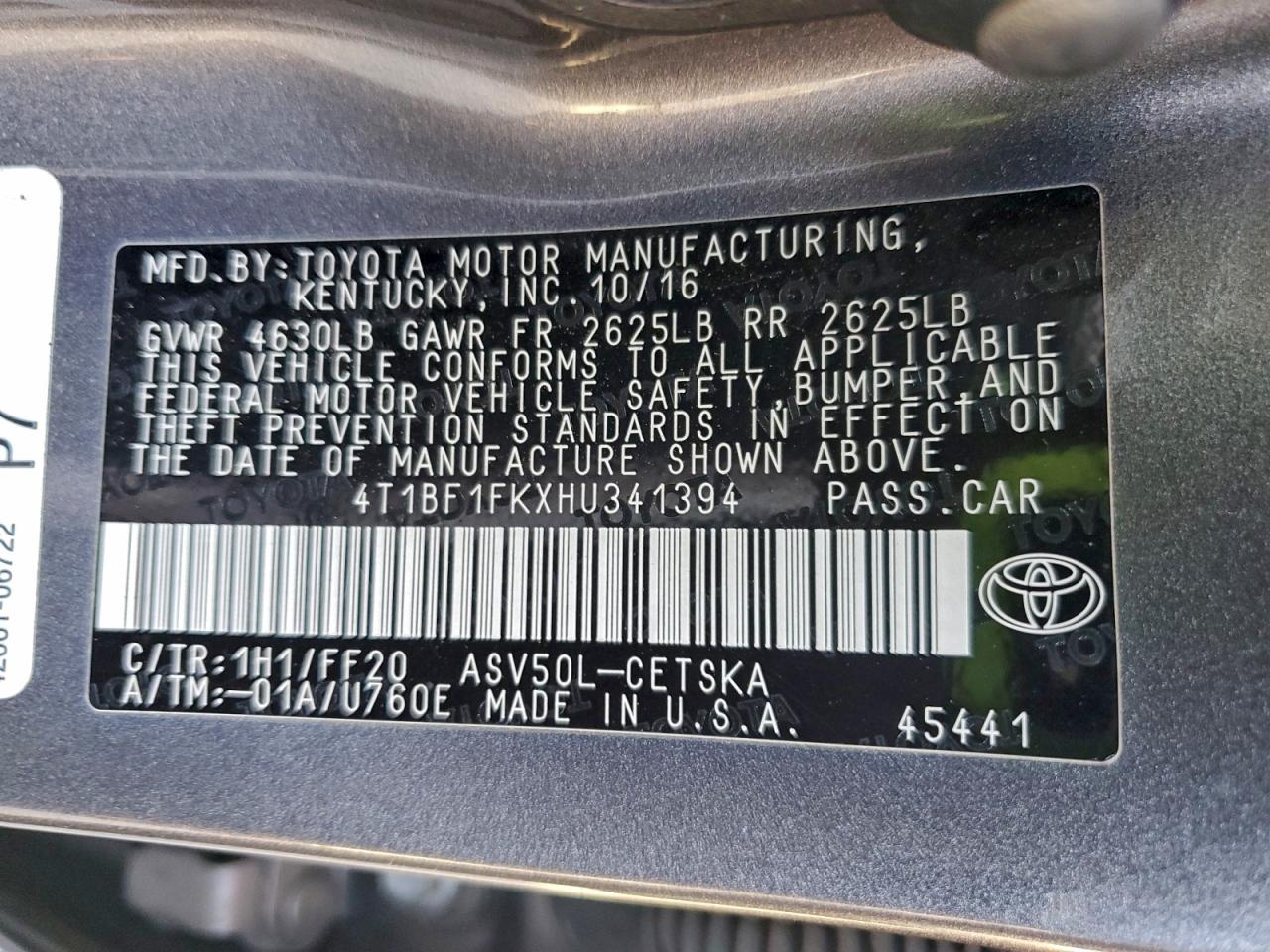 2017 TOYOTA CAMRY LE photo 12