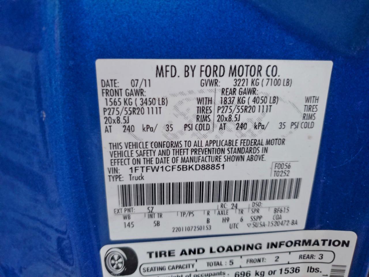 2011 FORD F150 SUPERCREW photo 13