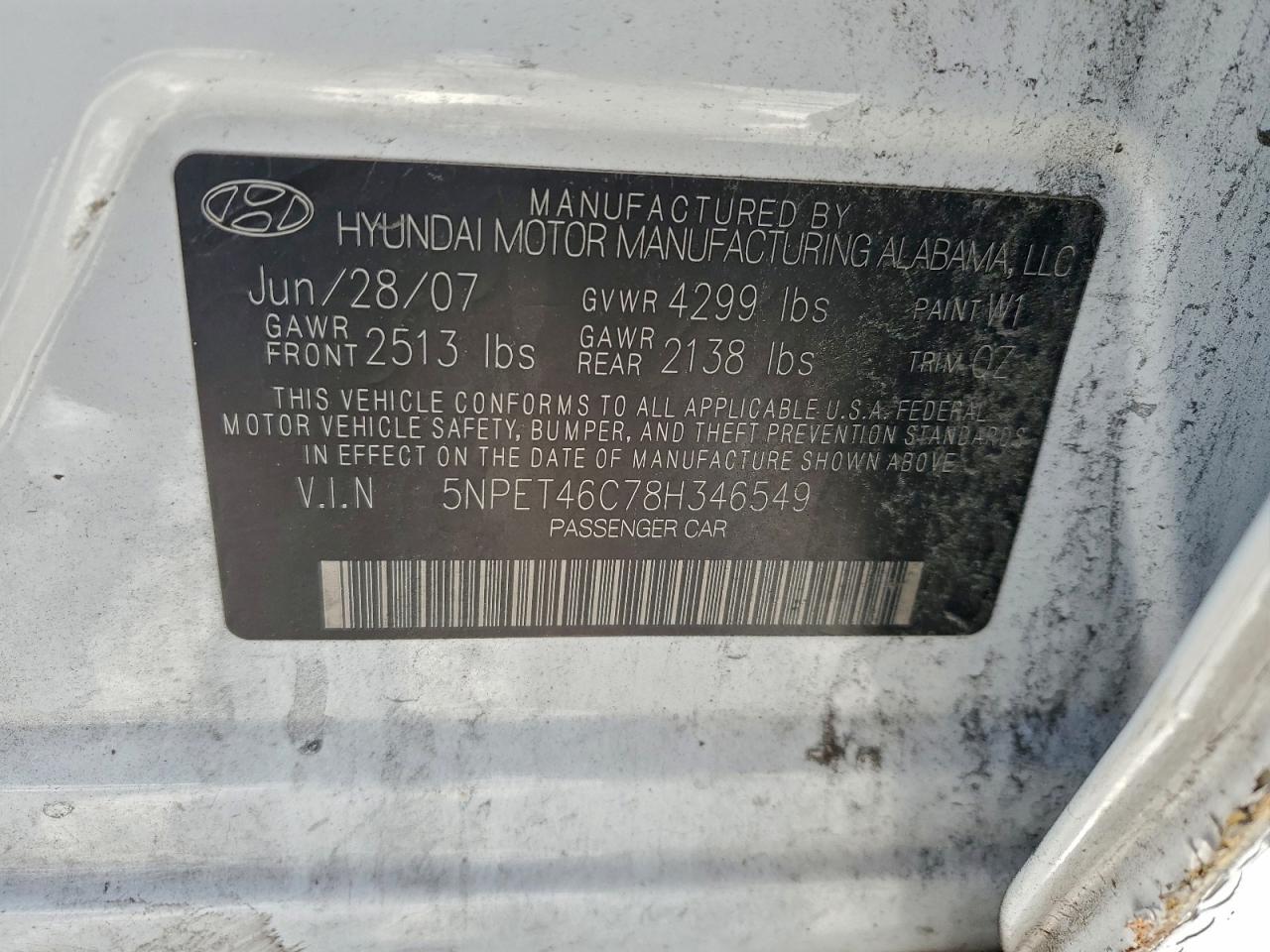 2008 HYUNDAI SONATA GLS photo 12