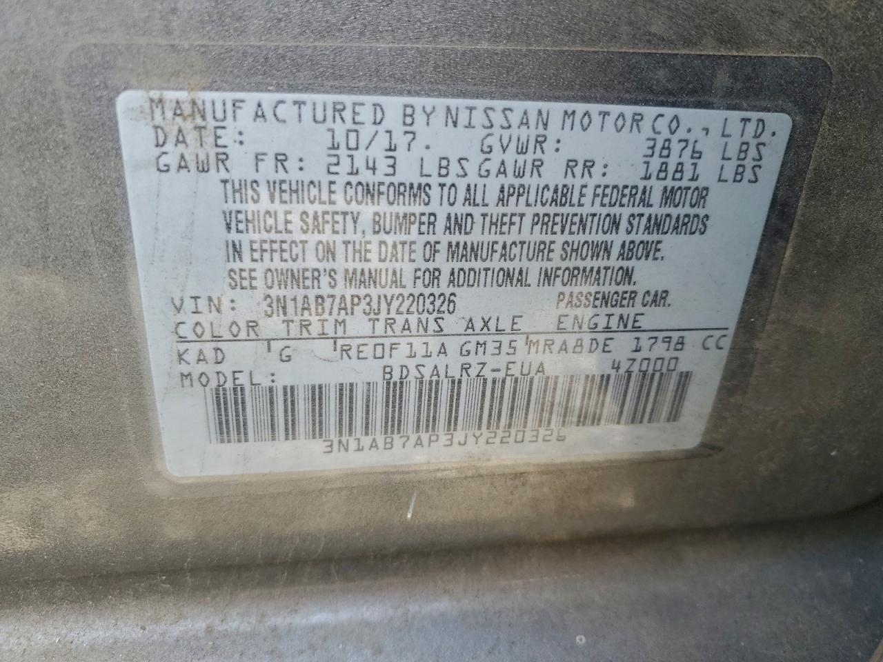 2018 NISSAN SENTRA S photo 12