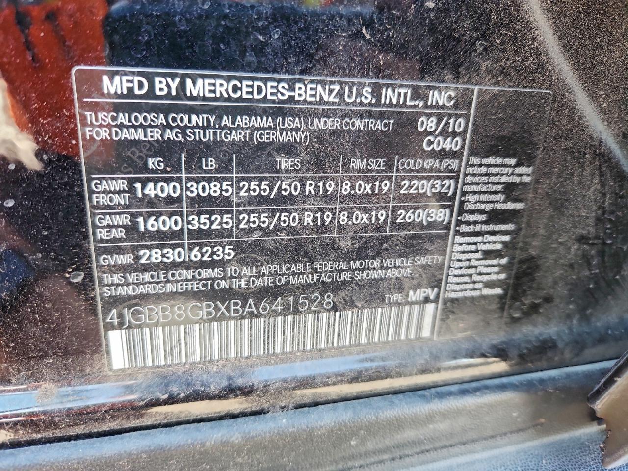 2011 MERCEDES-BENZ ML 350 4MATIC photo 13