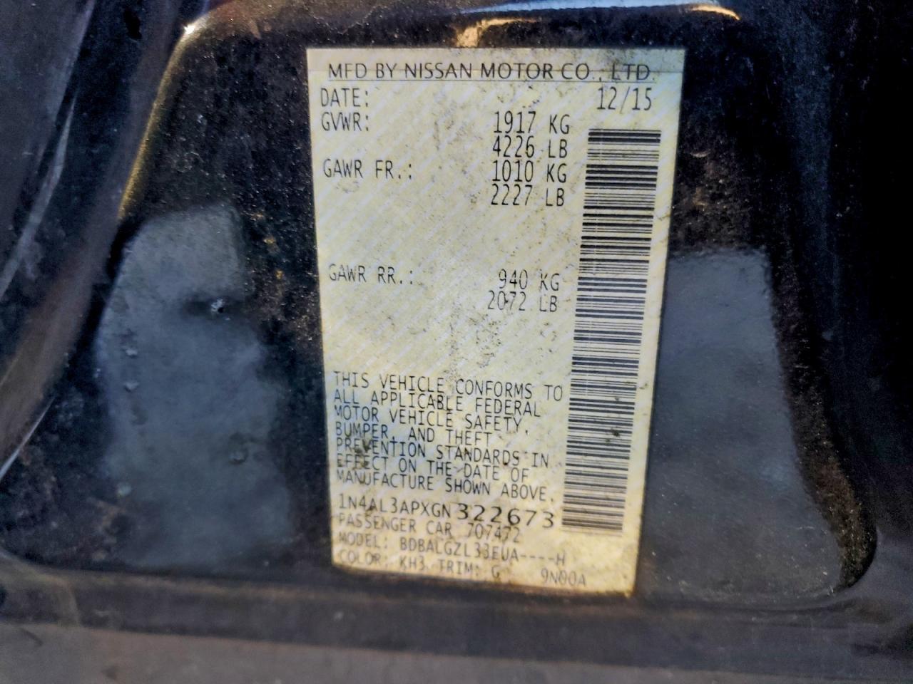 2016 NISSAN ALTIMA 2.5 photo 13