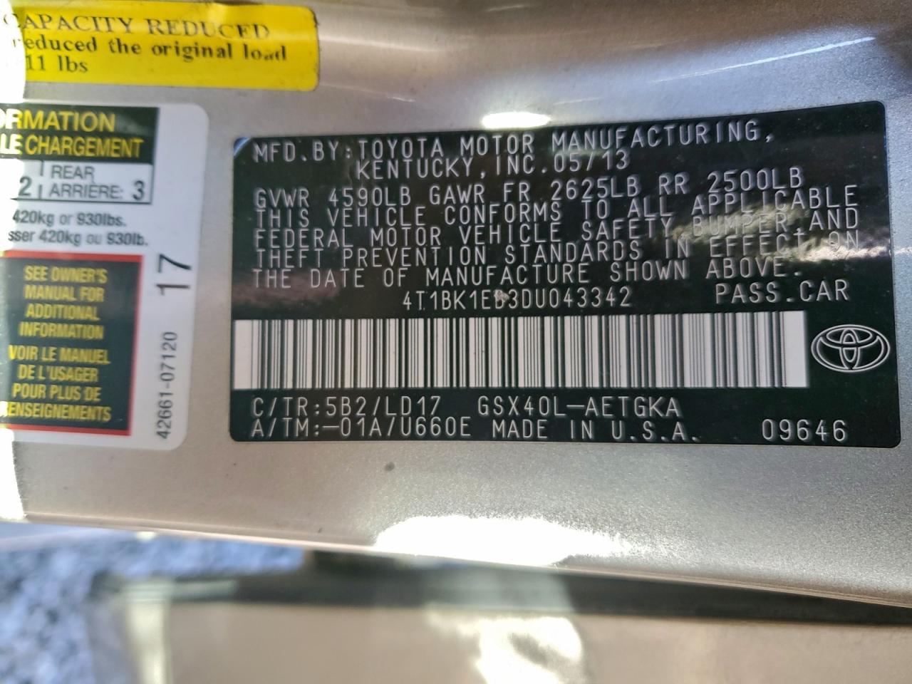 2013 TOYOTA AVALON BASE photo 12