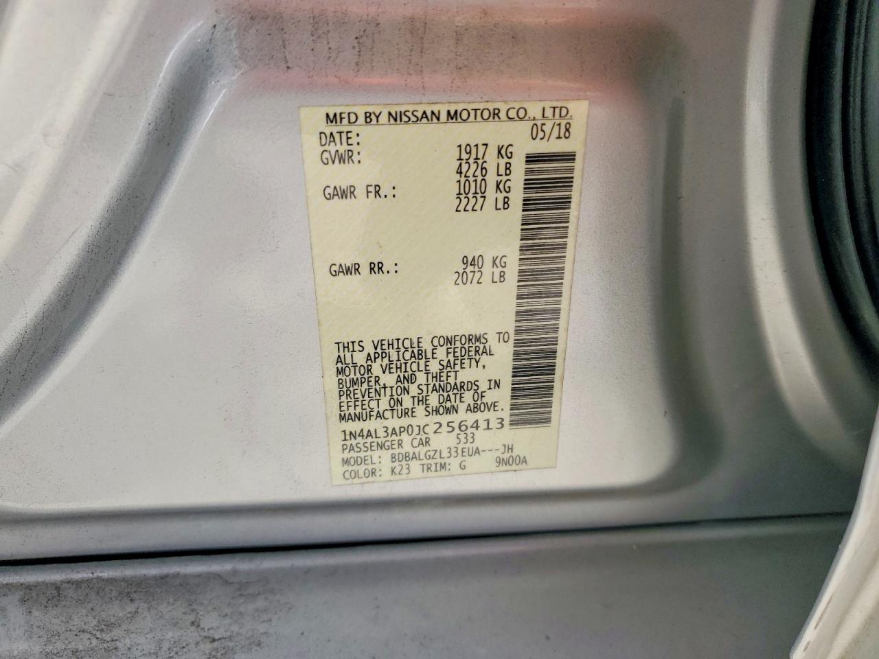 2018 NISSAN ALTIMA 2.5 photo 12
