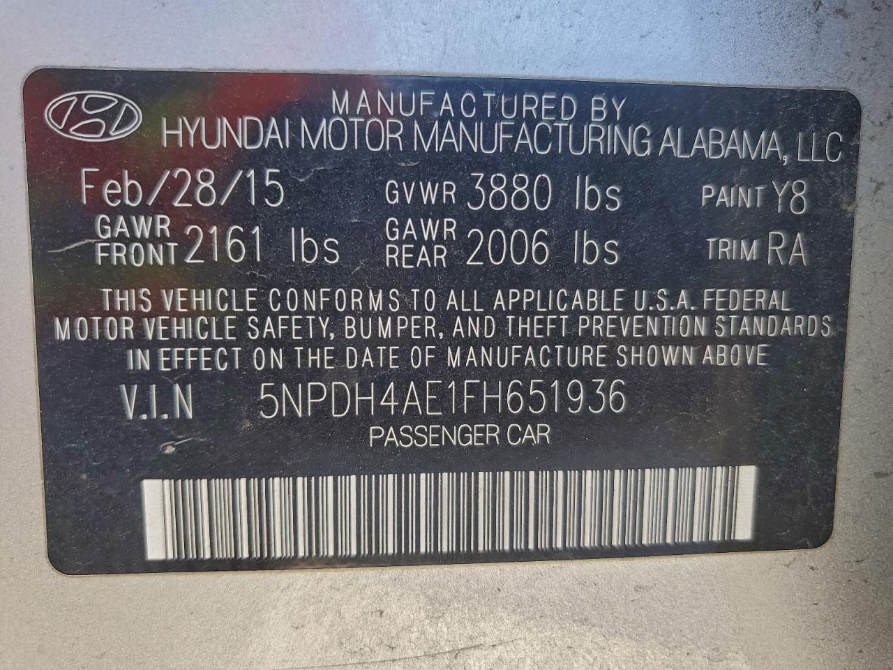 2015 HYUNDAI ELANTRA SE photo 13