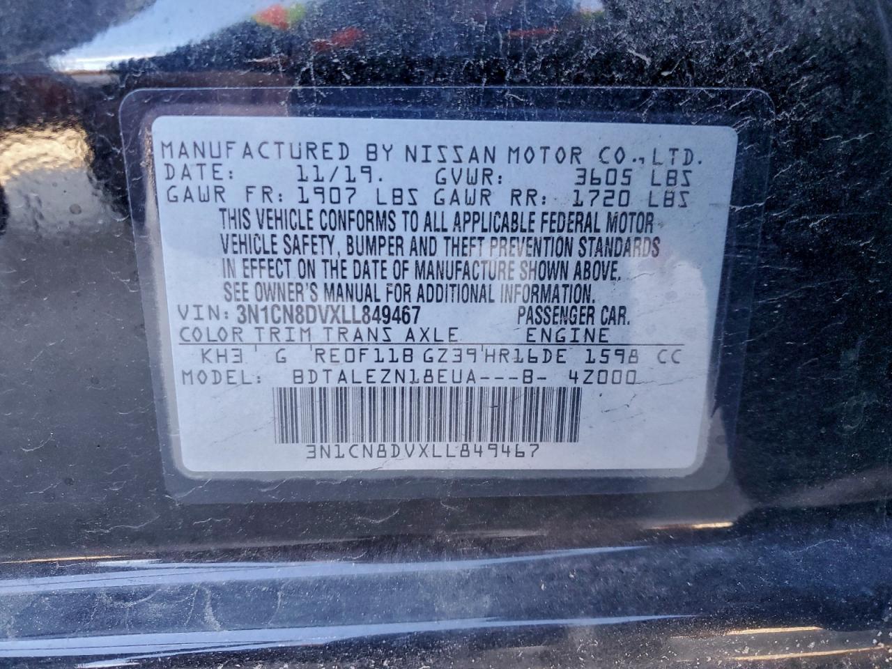 2020 NISSAN VERSA S photo 12