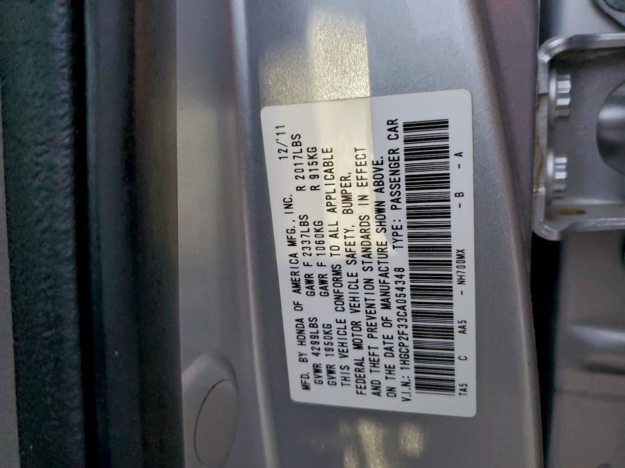 2012 HONDA ACCORD LX photo 13