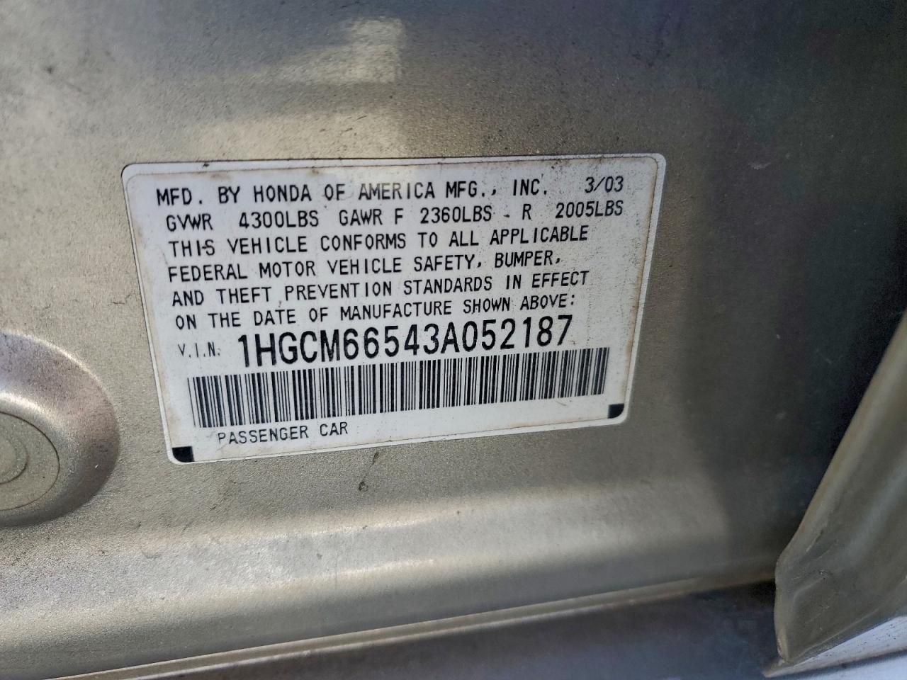 2003 HONDA ACCORD EX photo 12