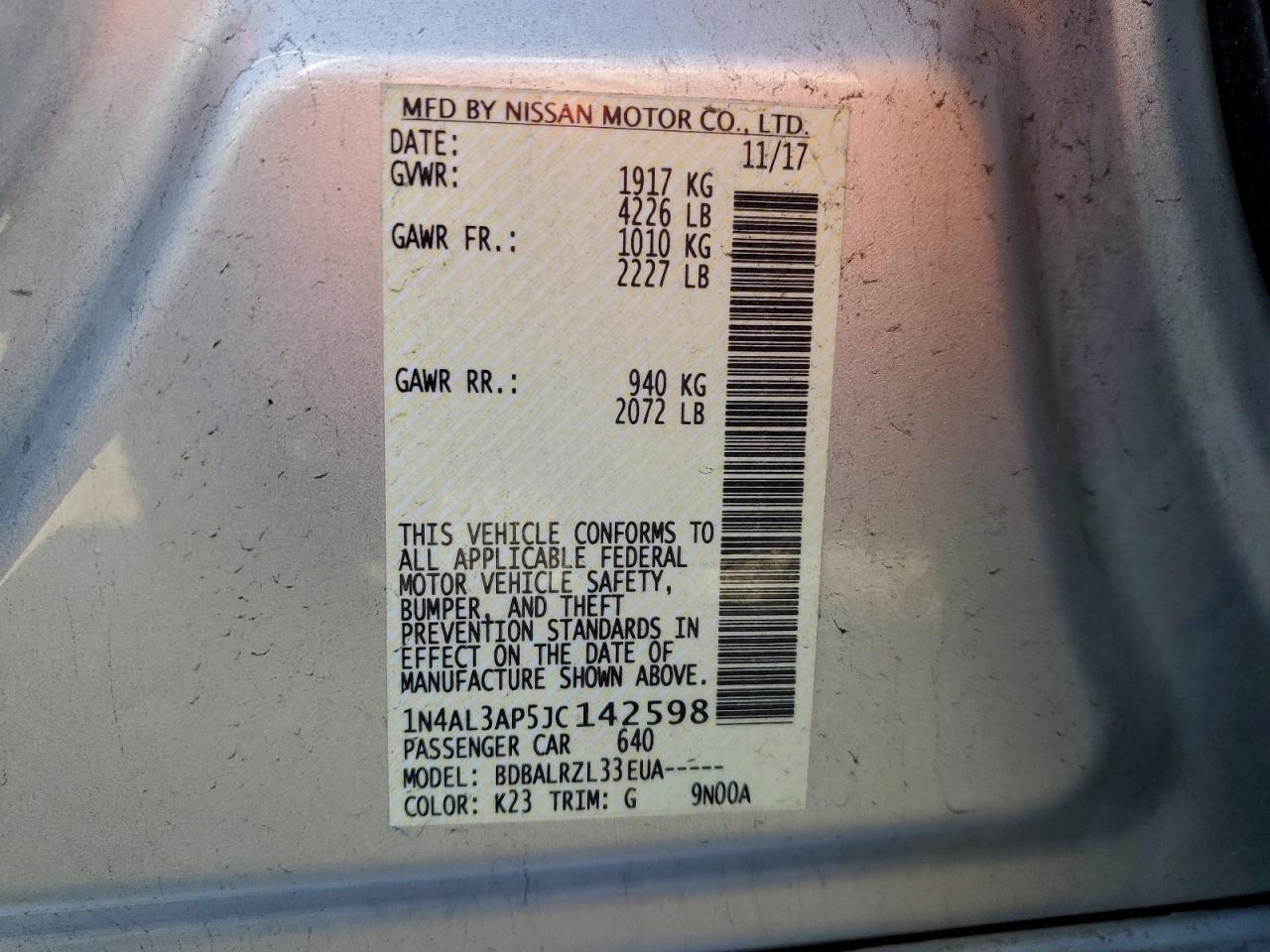 2018 NISSAN ALTIMA 2.5 photo 23