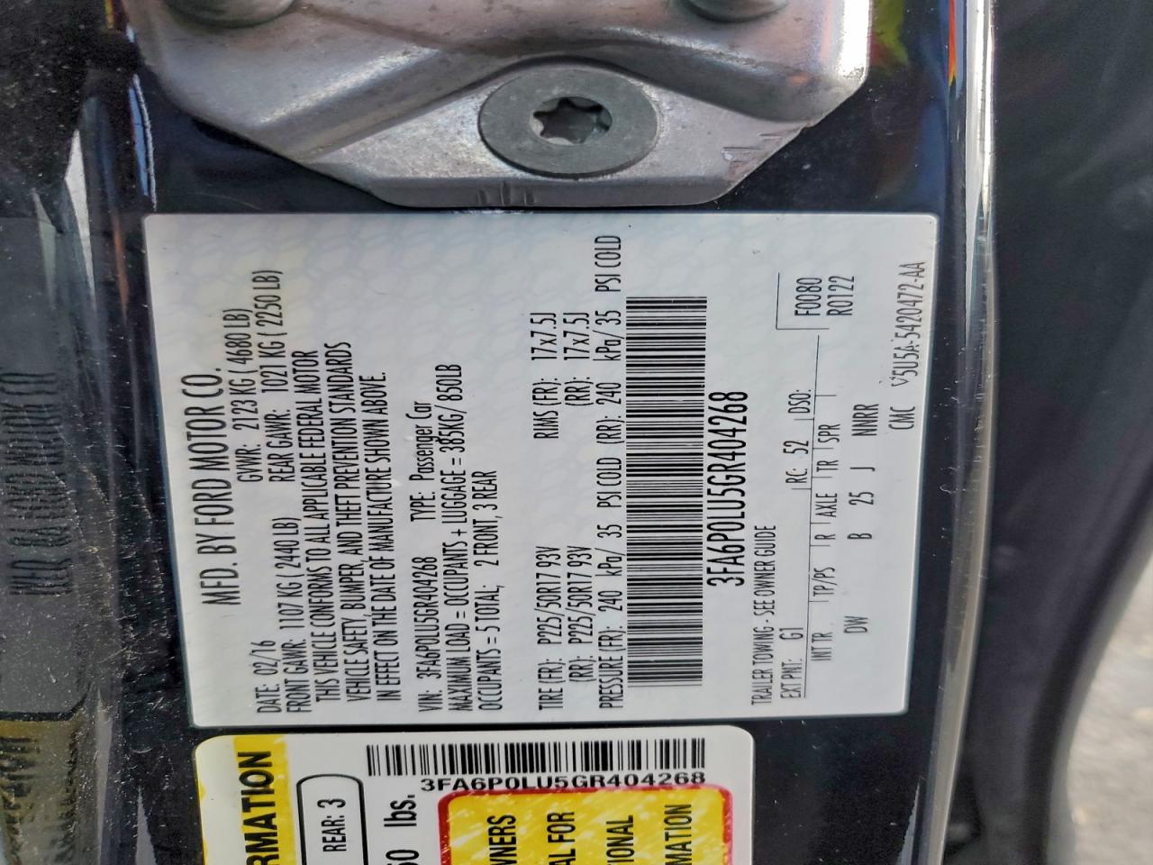 2016 FORD FUSION SE HYBRID photo 12