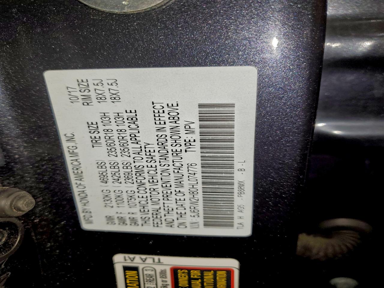 2017 HONDA CR-V EXL photo 37