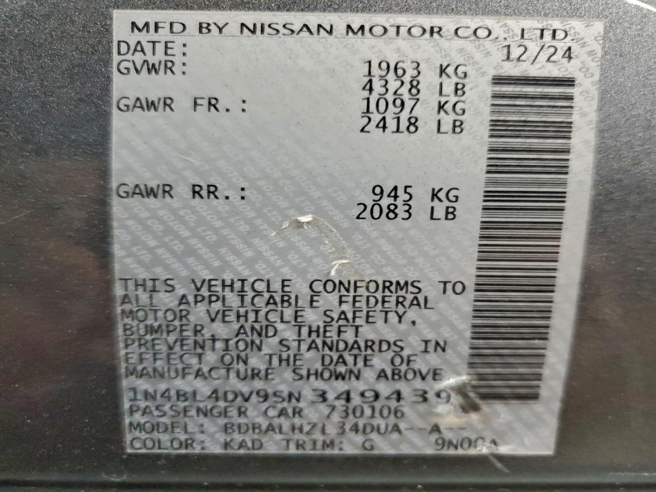 2025 NISSAN ALTIMA SV photo 12
