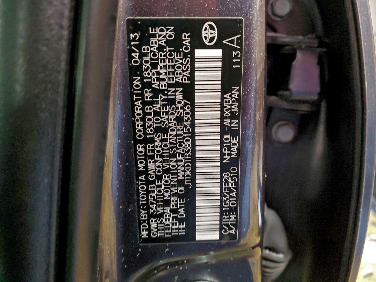 2013 TOYOTA PRIUS C photo 13