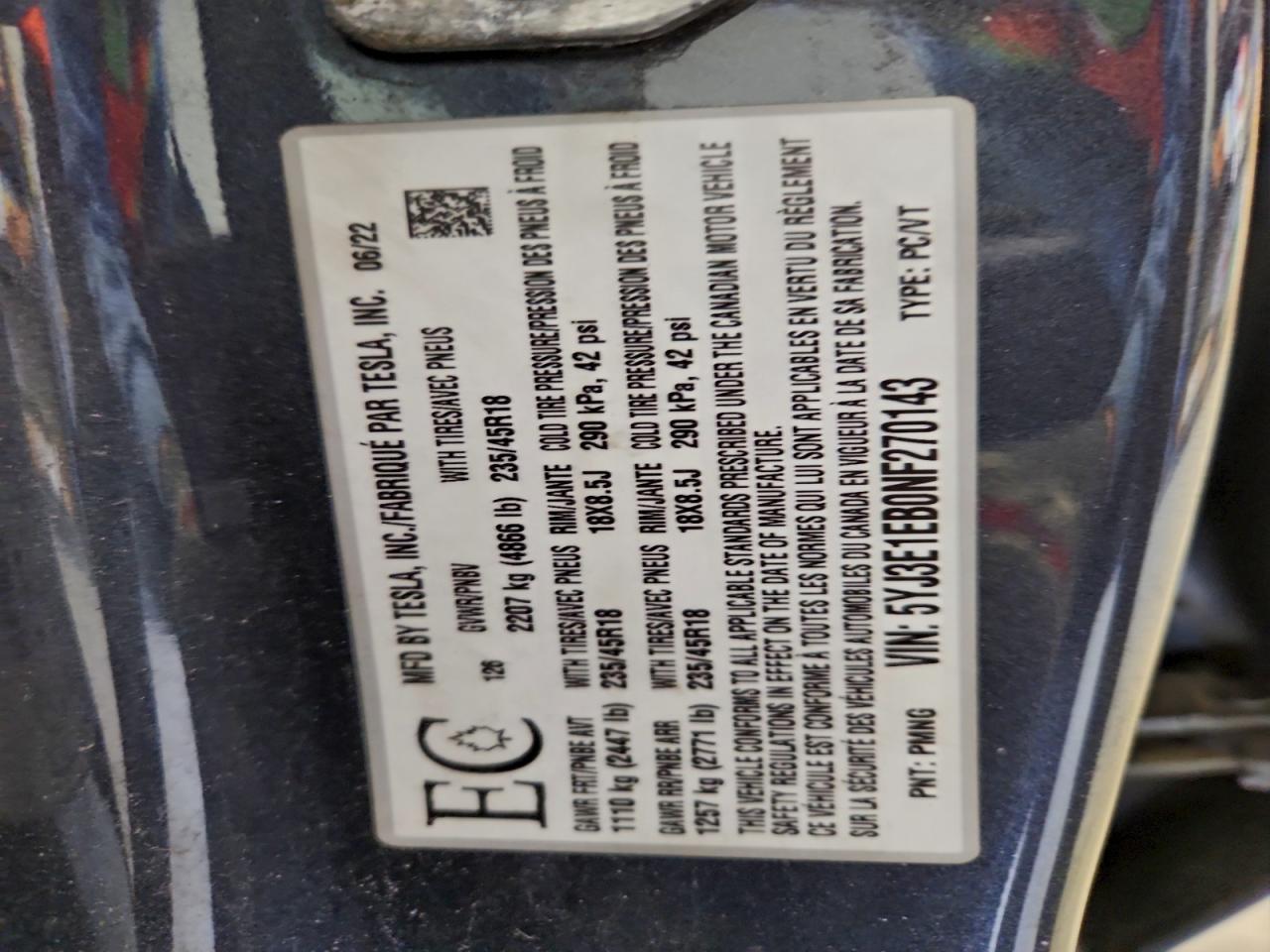 2022 TESLA MODEL 3 photo 34