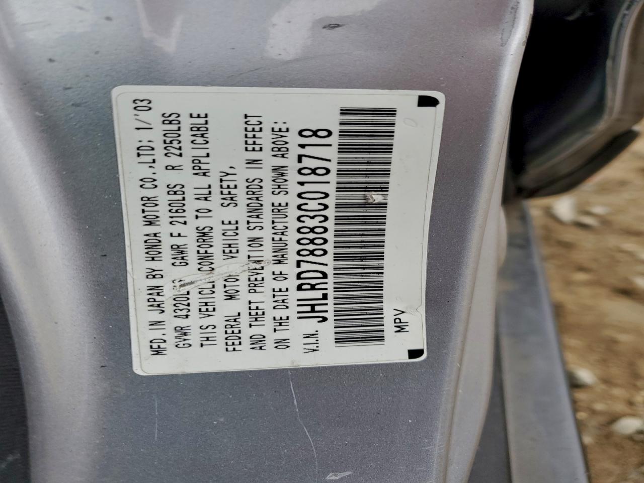 2003 HONDA CR-V EX photo 12