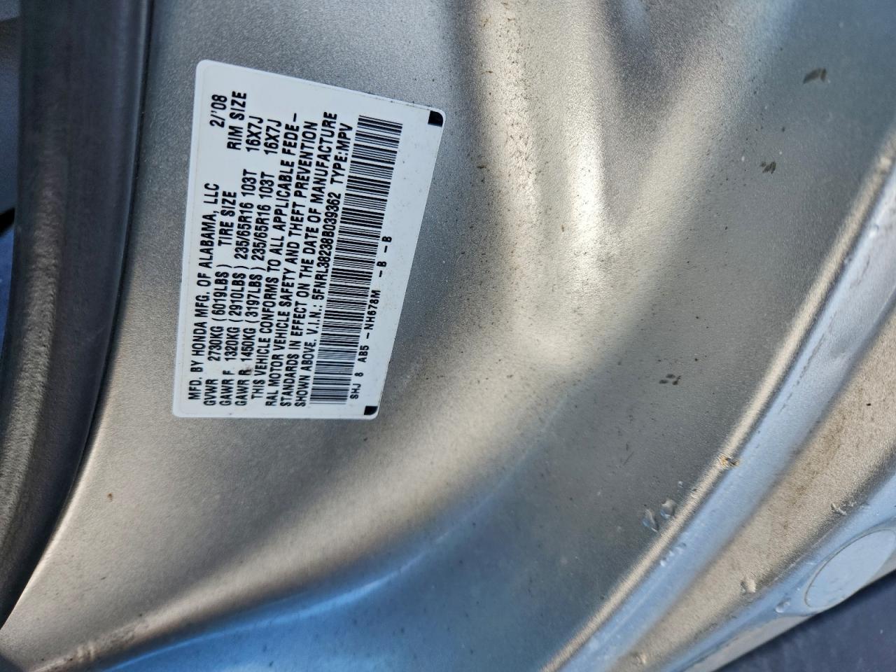 2008 HONDA ODYSSEY LX photo 13