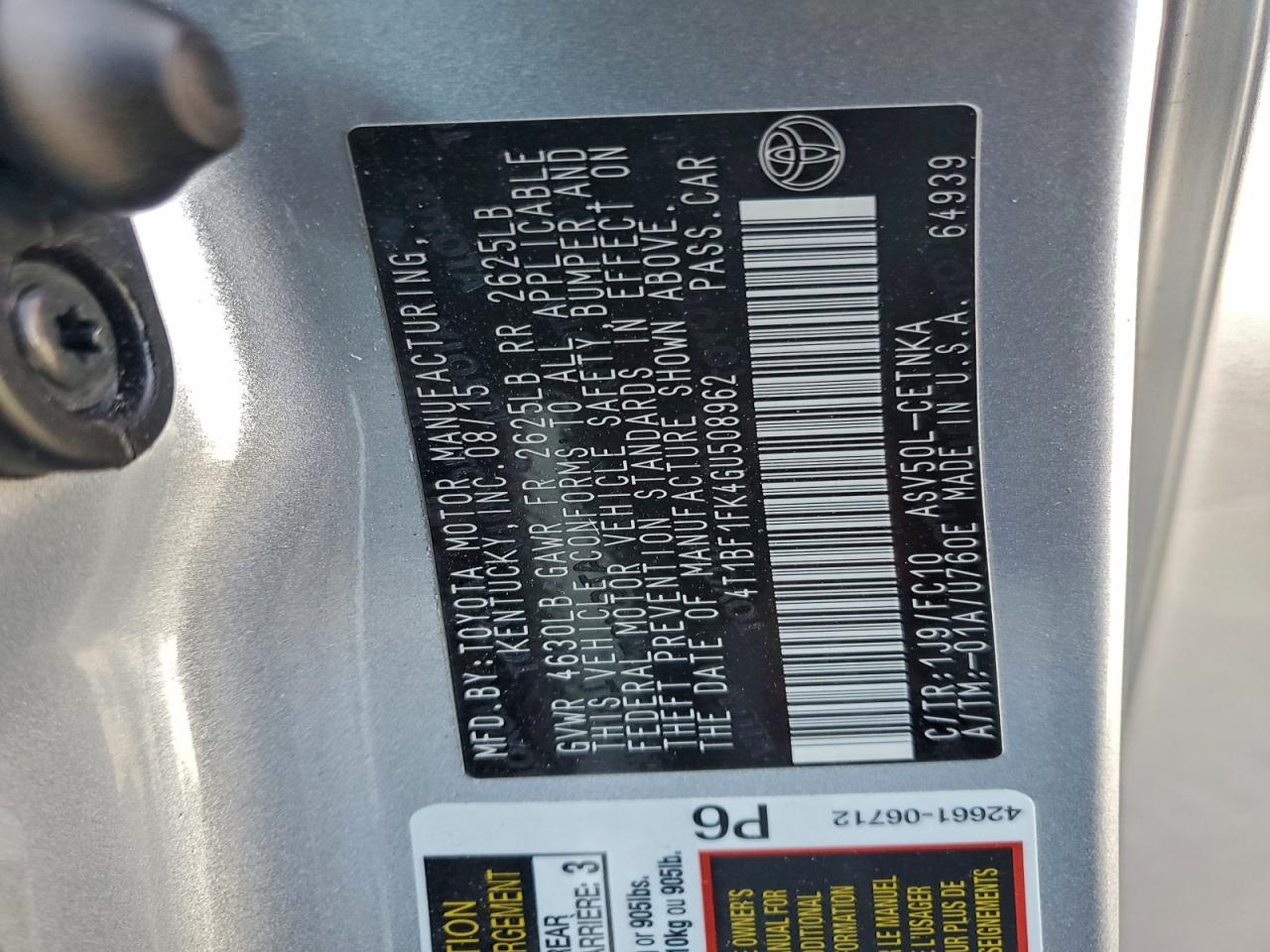 2016 TOYOTA CAMRY LE photo 12