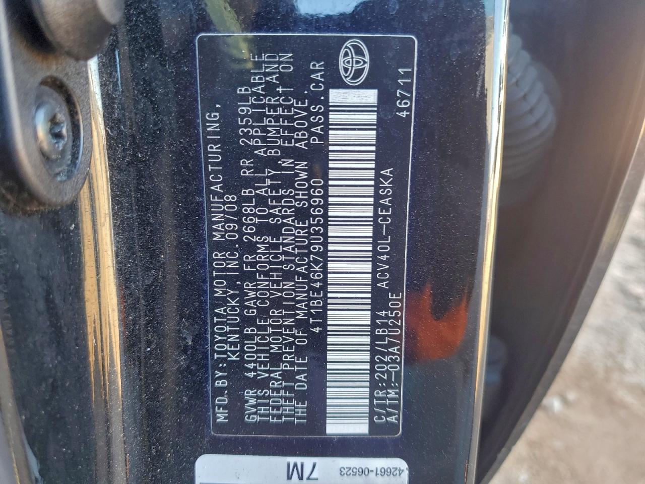 2009 TOYOTA CAMRY BASE photo 12