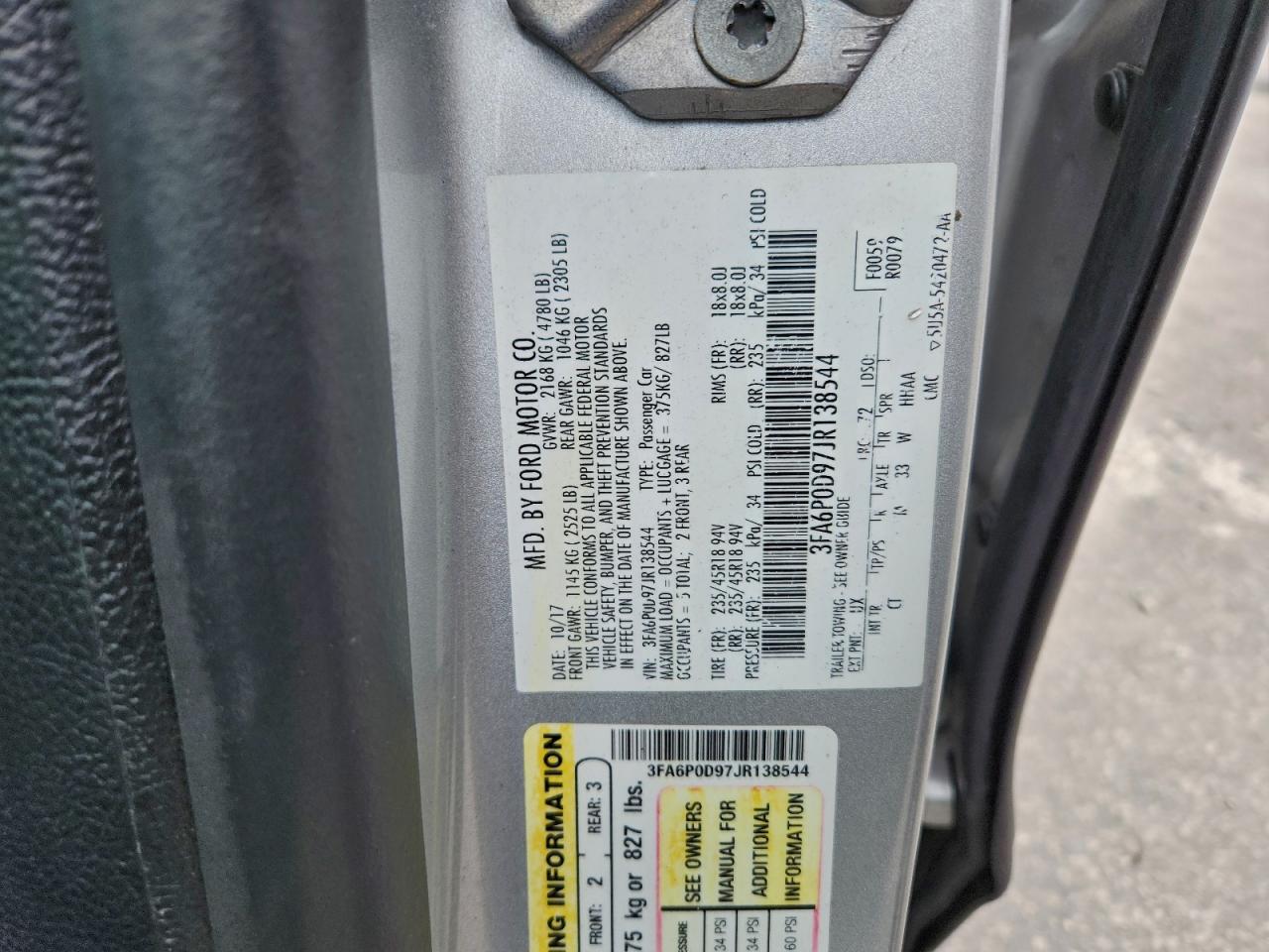 2018 FORD FUSION TITANIUM/PLATINUM photo 12