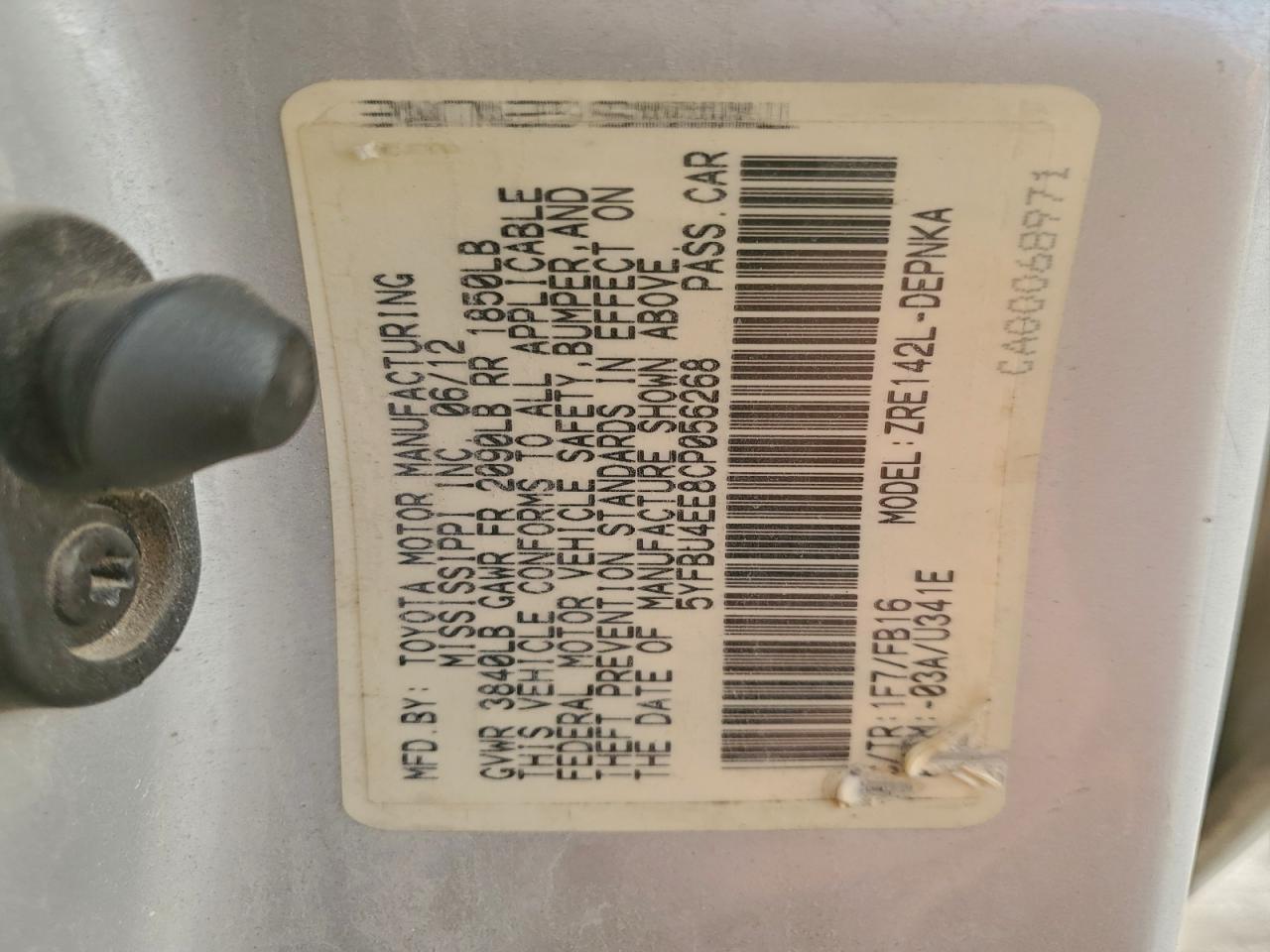 2012 TOYOTA COROLLA BASE photo 13