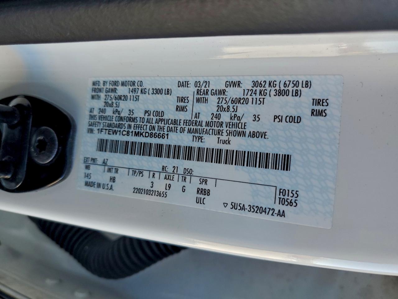 2021 FORD F150 SUPERCREW photo 12