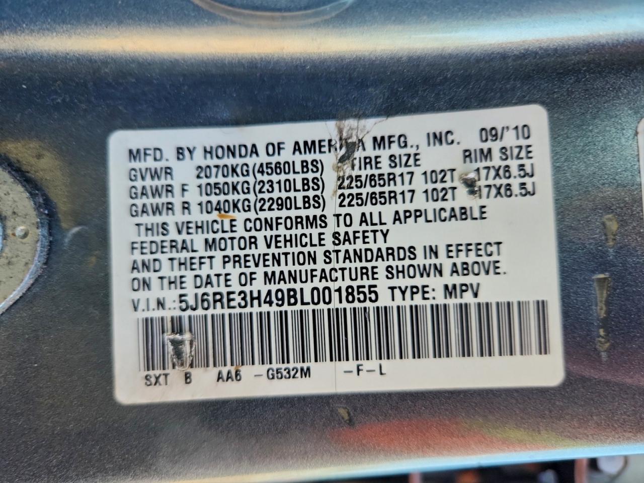 2011 HONDA CR-V SE photo 14