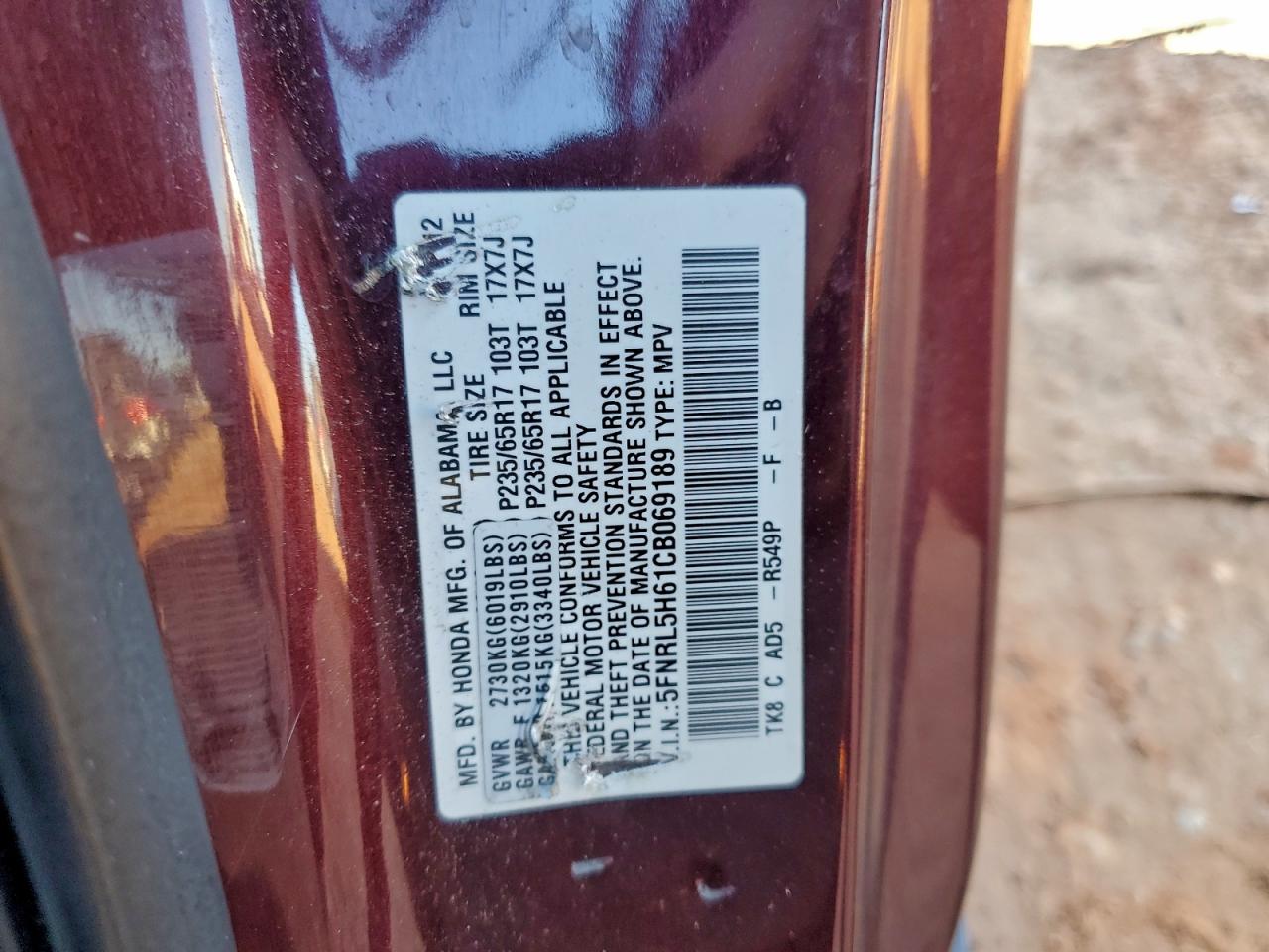 2012 HONDA ODYSSEY EXL photo 13