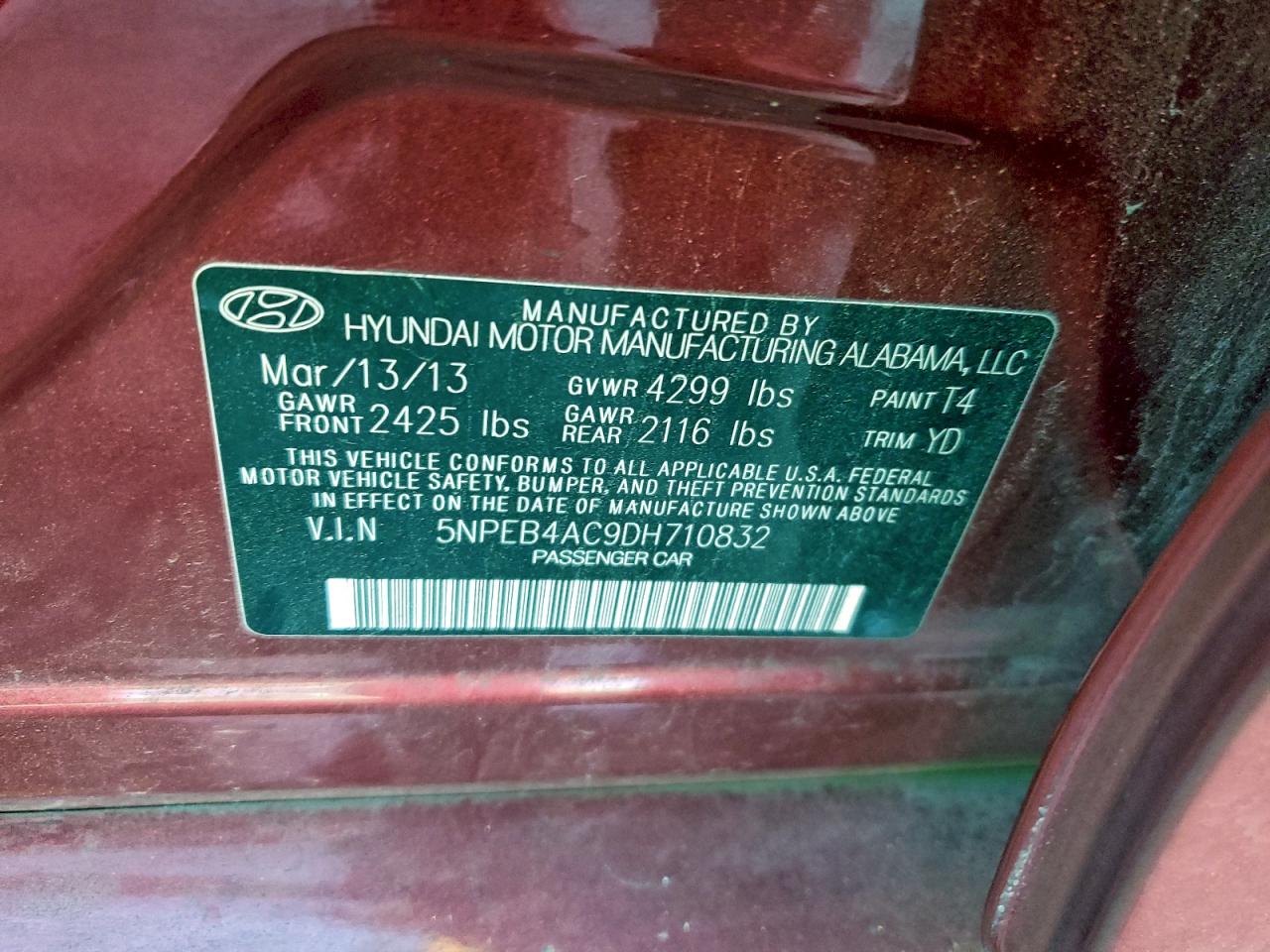 2013 HYUNDAI SONATA GLS photo 12