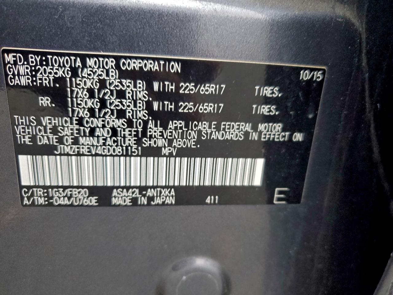 2016 TOYOTA RAV4 LE photo 13