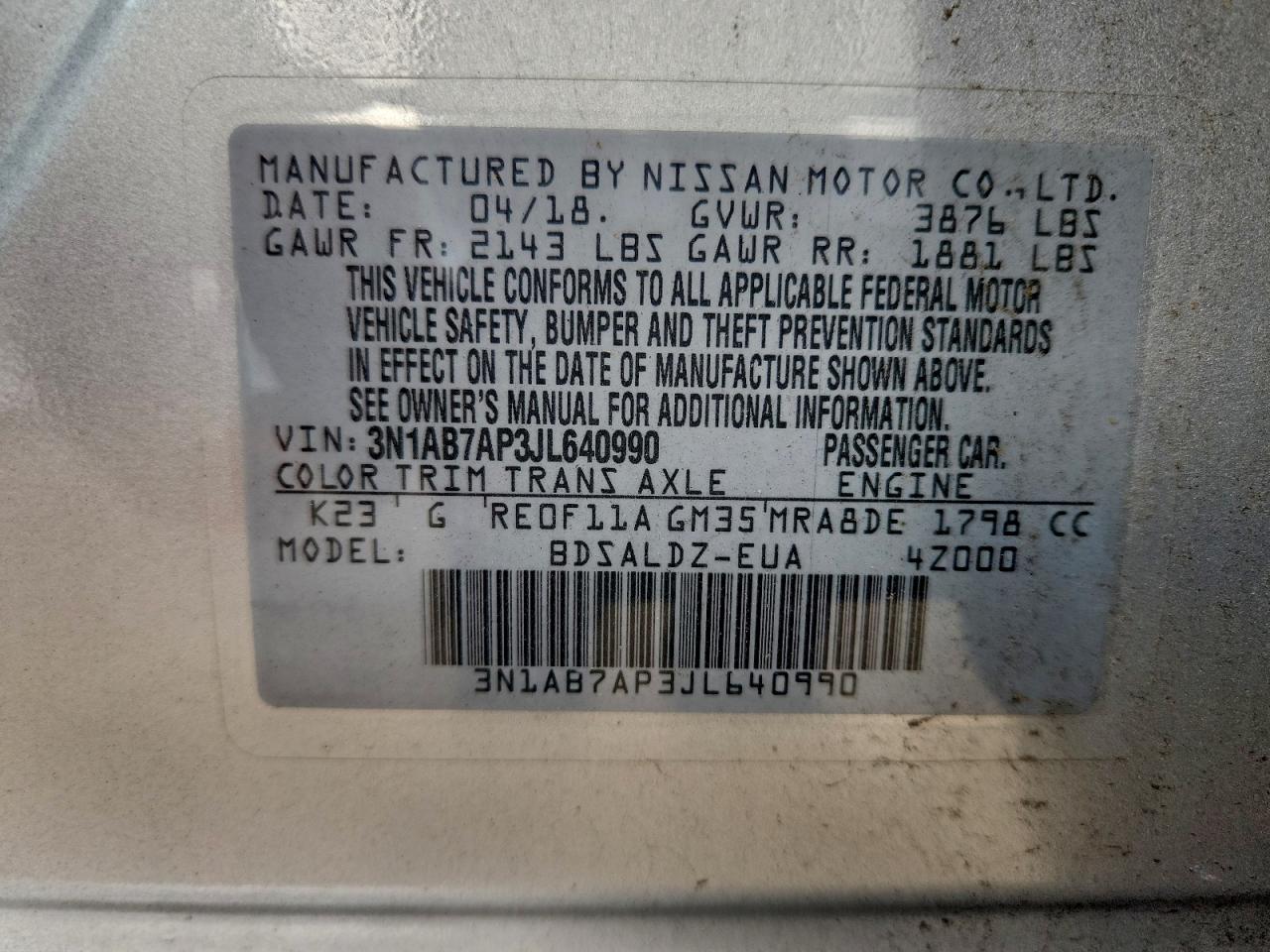 2018 NISSAN SENTRA S photo 23