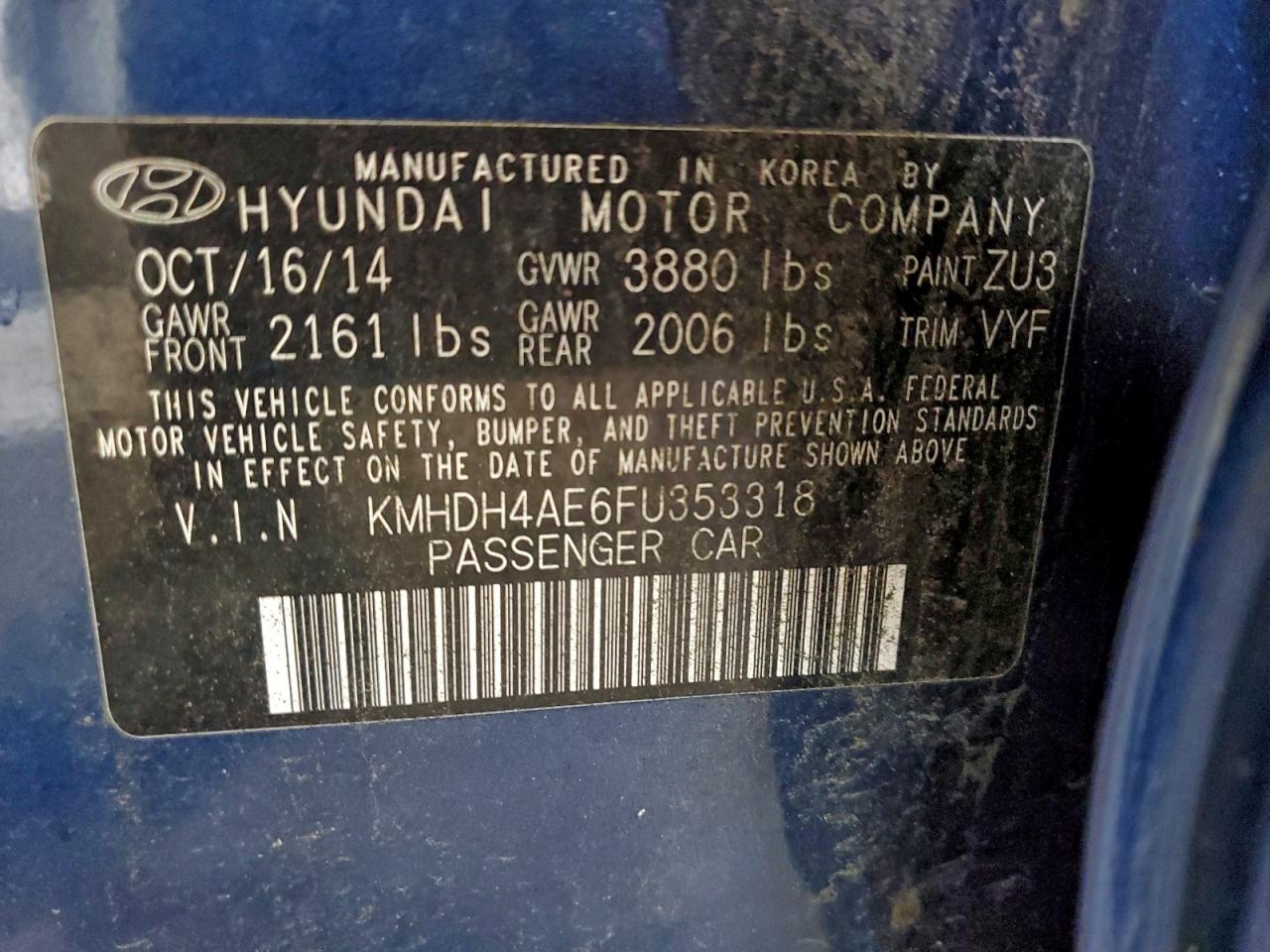 2015 HYUNDAI ELANTRA SE photo 13