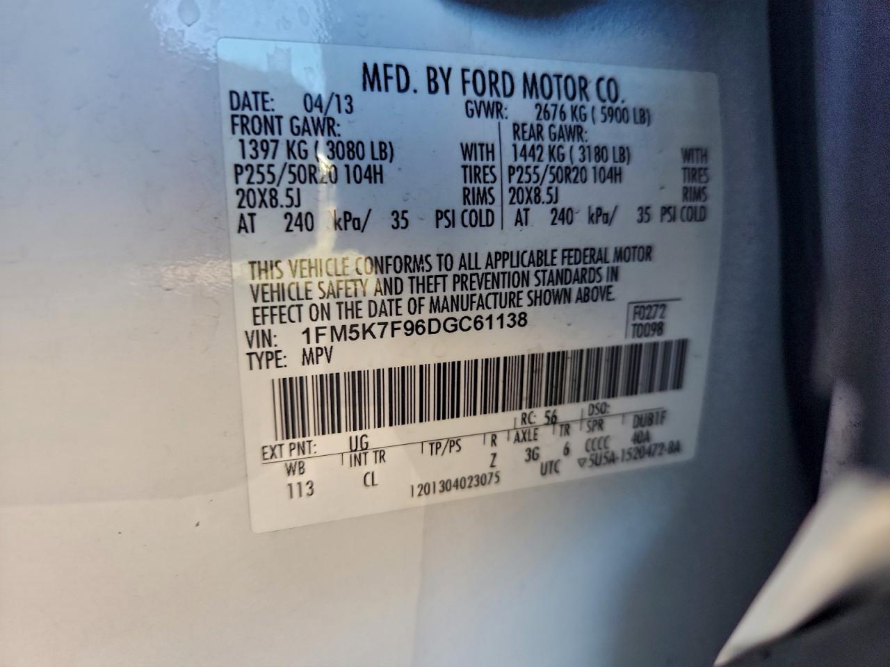 2013 FORD EXPLORER LIMITED photo 12