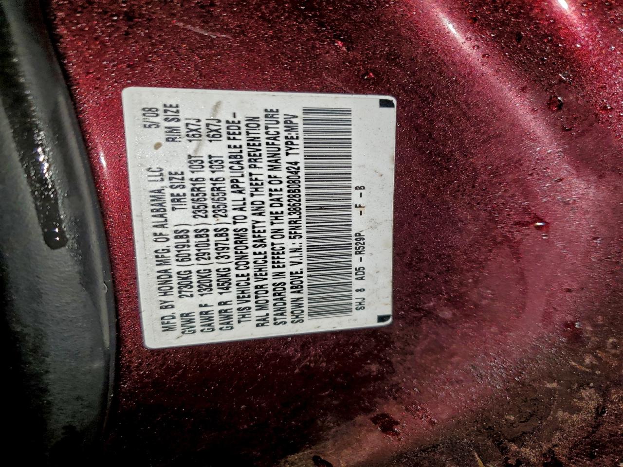 2008 HONDA ODYSSEY EXL photo 13