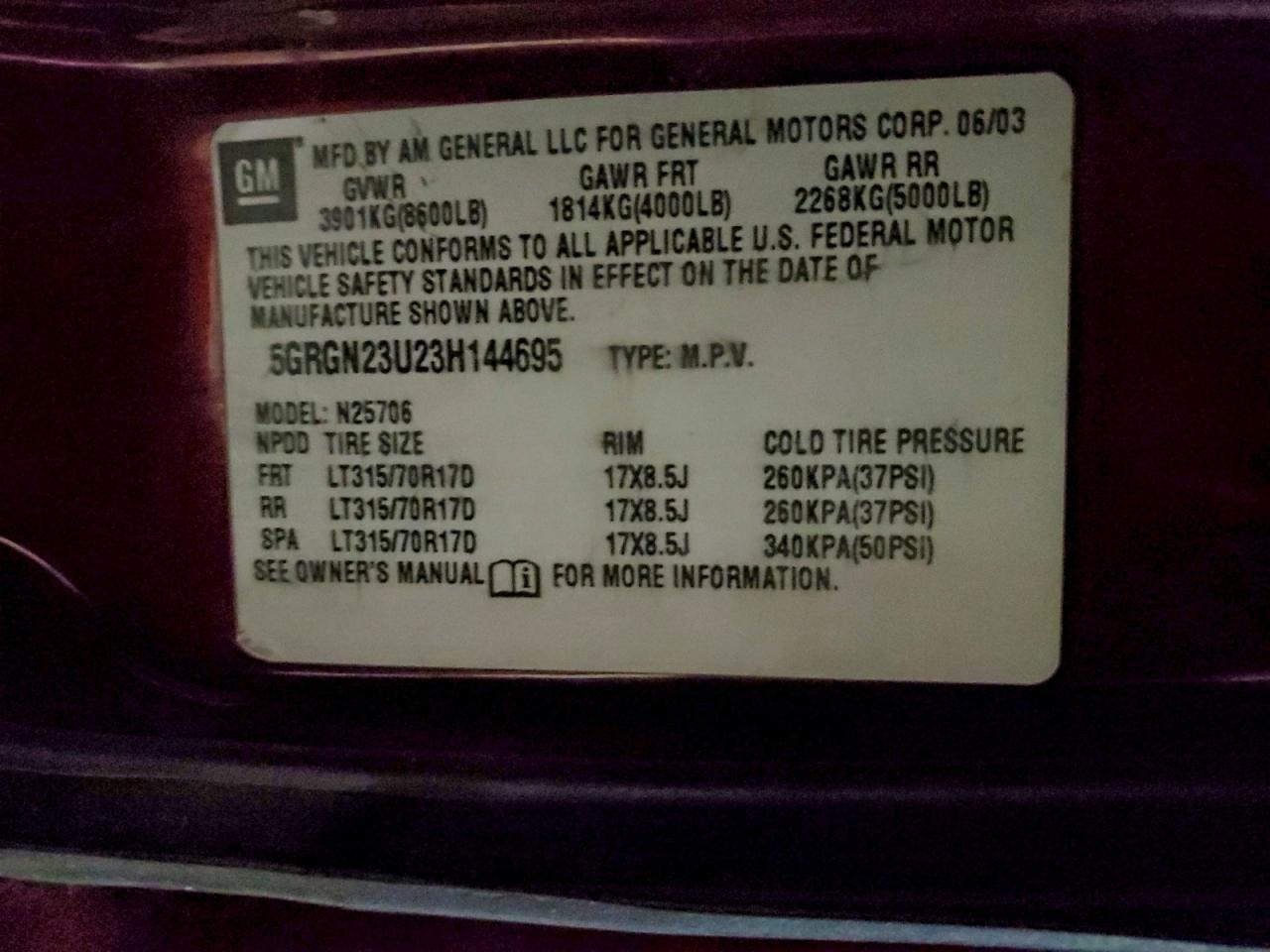 2003 HUMMER H2 photo 14