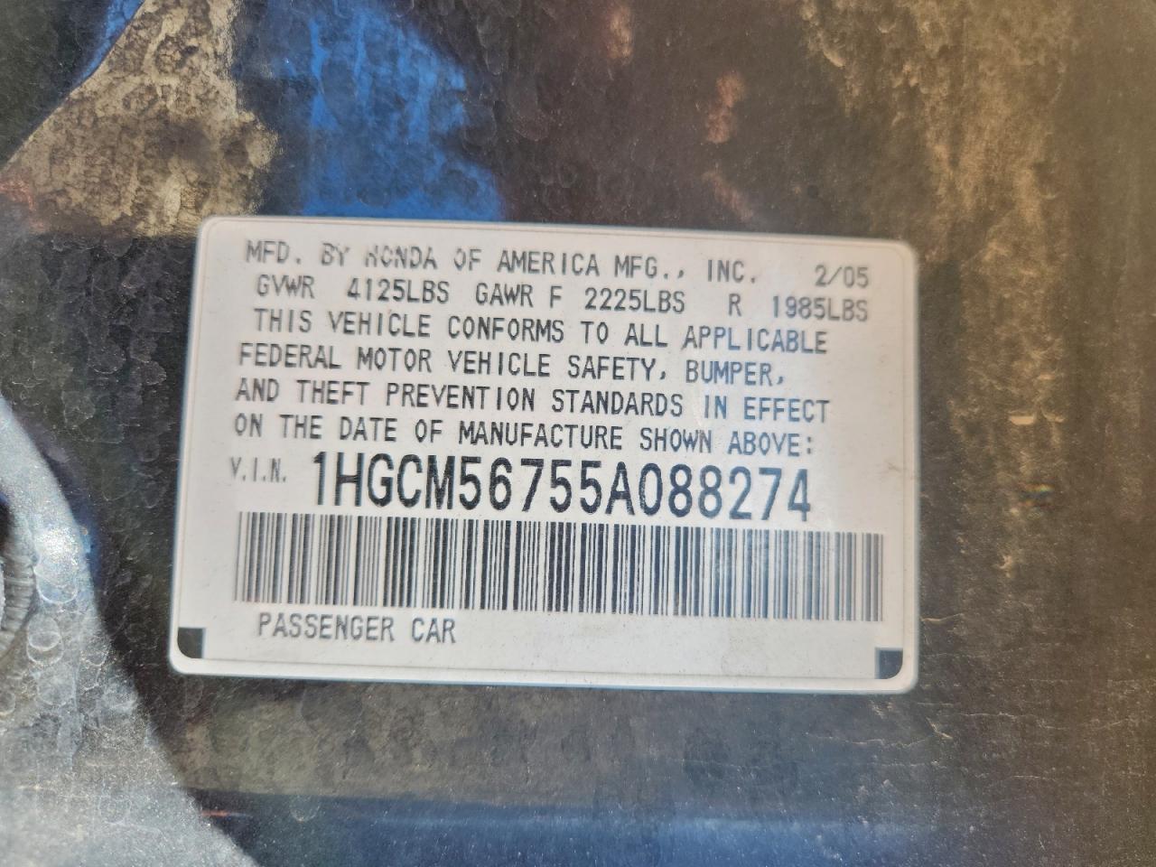 2005 HONDA ACCORD EX photo 12