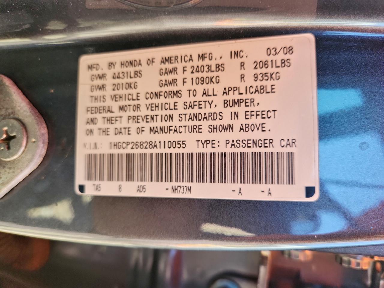 2008 HONDA ACCORD EXL photo 34