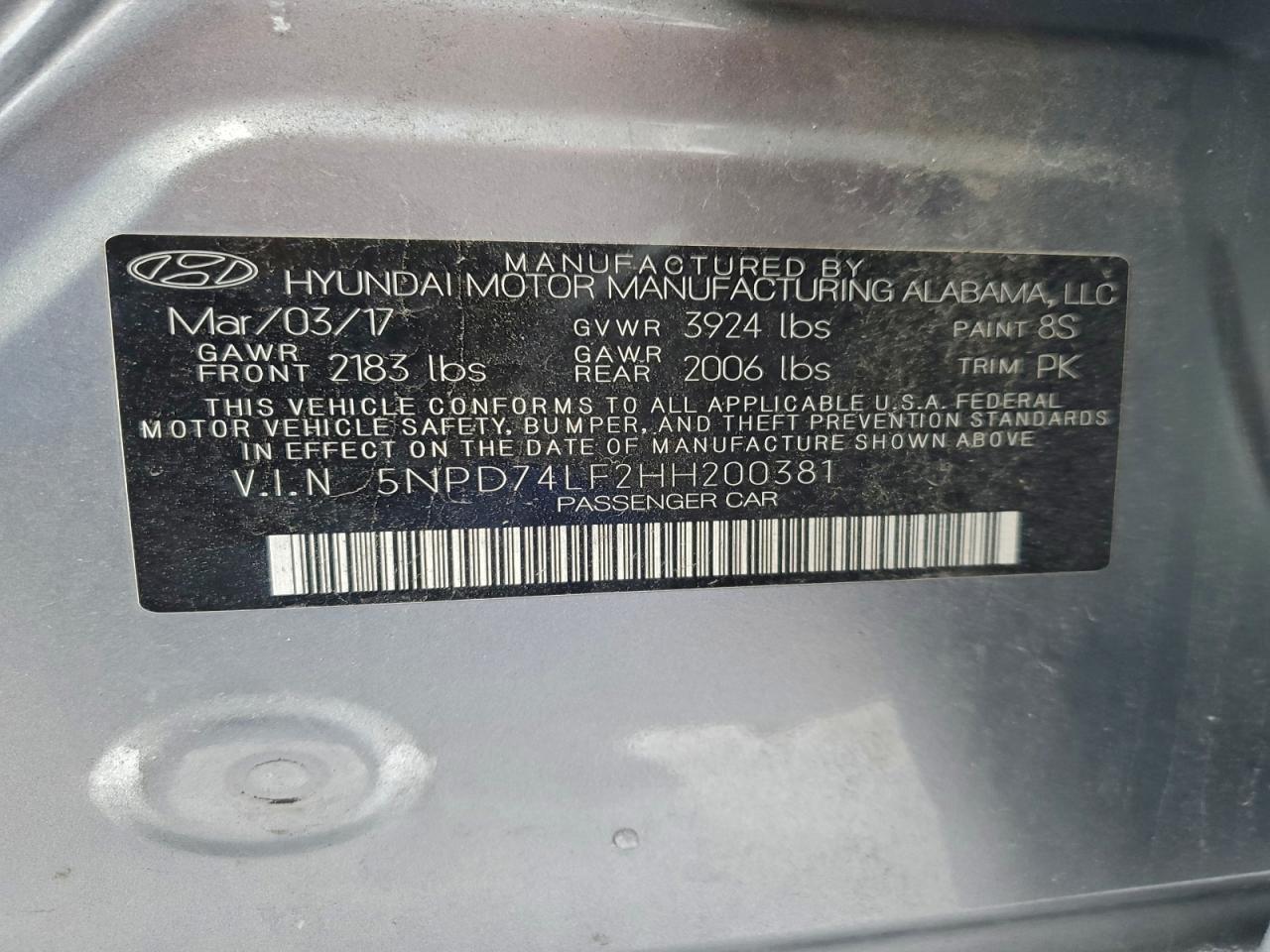 2017 HYUNDAI ELANTRA SE photo 12